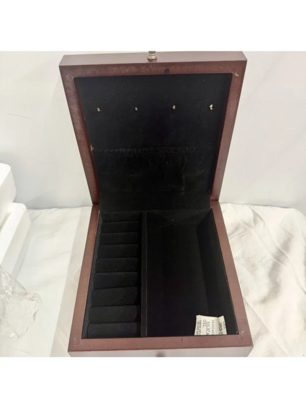 Vintage 2004 Croft & Barrow Wooden Jewelry Box Floral Ceramic Lid 2 Drawer New